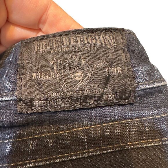 True Religion Cropped Becky Blue Jeans Size 28 - Picture 9 of 10
